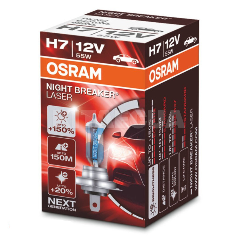 Галогенная лампа H7 55W 12V Night Breaker Laser +150% Osram (OS 64210NL) - 2