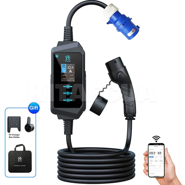 Заряджання Nissan Leaf 7.4 кВт 32А 1-фаза Type 2 (європейське авто) Midway Pro Wi-Fi EVSOW (EV7-32-1PH-TP2-WFNW)
