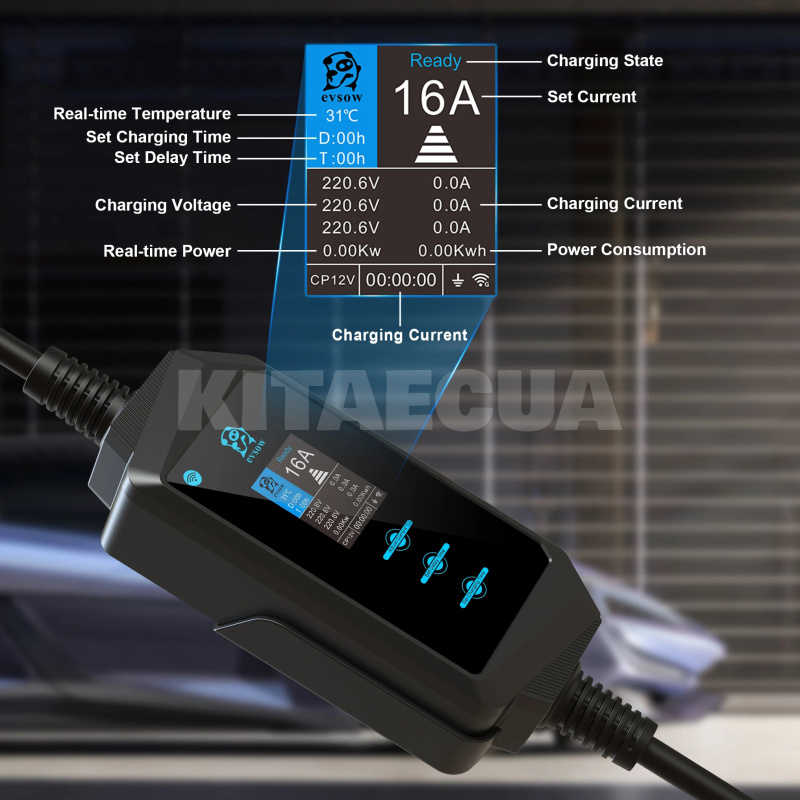 Зарядка для електромобіля 11 кВт 16А 3-фази Type 2 (європейське авто) Midway Pro Wi-Fi EVSOW на VOLKSWAGEN e-Golf (EW-11T2-MP) - 5