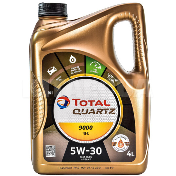 Масло моторне синтетичне 4л 5W-30 Quartz 9000 Future NFC TOTAL (183450) - 2