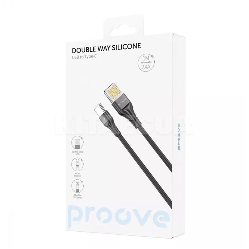 Кабель USB Type-C 2.4A 1м Double Way Silicone черный PROOVE (505080001) - 3