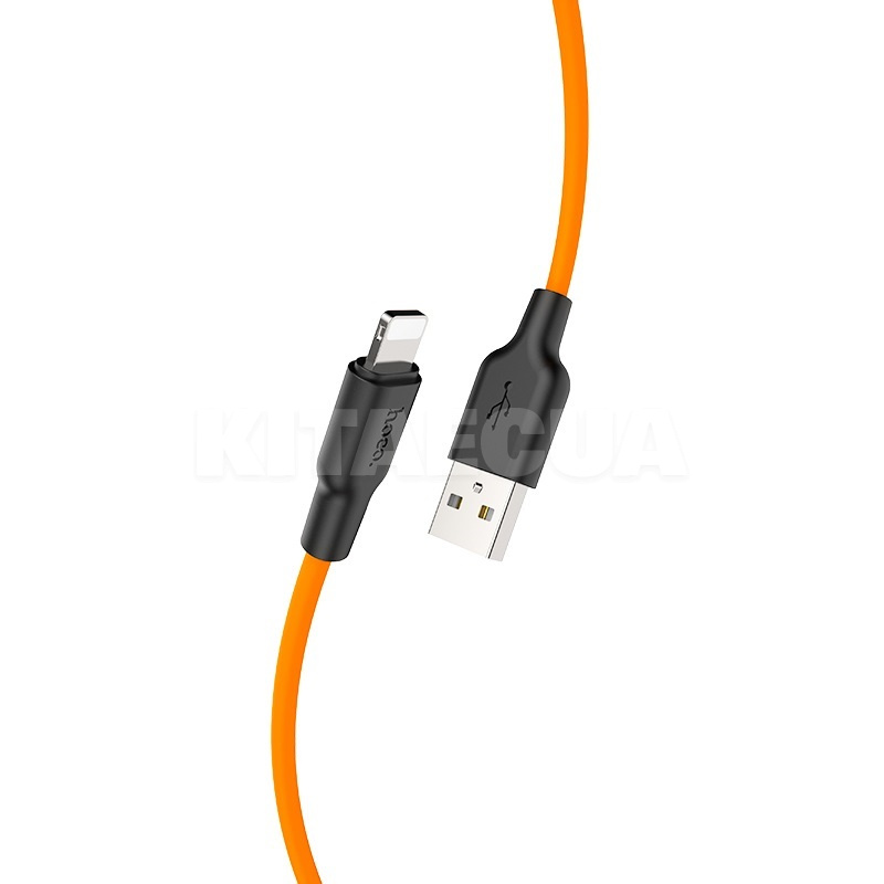 Кабель USB Lightning 2.4A X21 Plus 1м чорний/оранжевий HOCO (6931474711854)