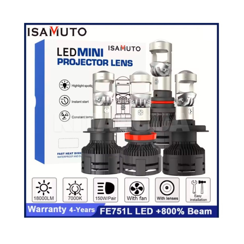 Мини LED линзы в фары H7 120W 6000K (A80)