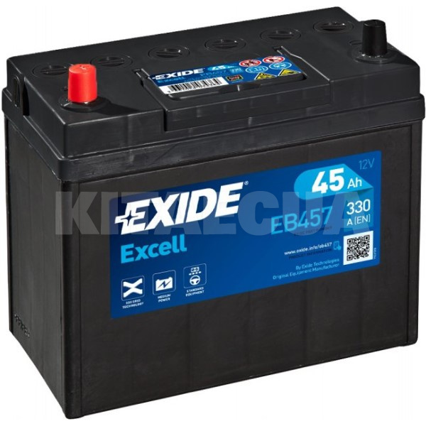 Акумулятор автомобільний 45Ач 330А "+" зліва EXIDE (EB457)