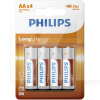 Батарейка циліндрична вугільно-цинкова 1,5 В AA (4 шт.) LongLife PHILIPS (PS R6L4B/10)
