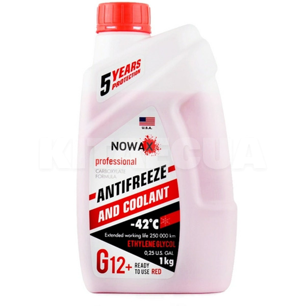 Антифриз красный 1кг G12+ -42°C NOWAX (NX01006)