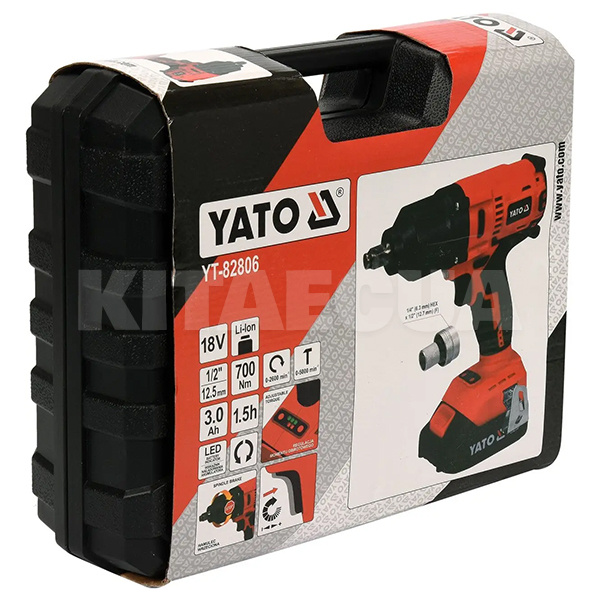Гайковерт аккумуляторный ударный 3-Ач 700 Нм YATO (YT-82806) - 2