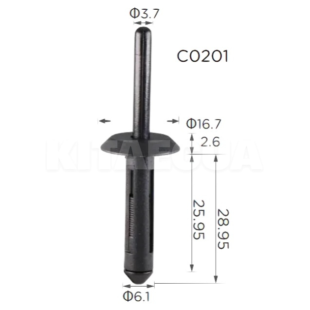 Клипса-заклепка на GM / Chrysler / Ford / Jeep / BMW (компл 10 шт) Clipss (0201) - 3