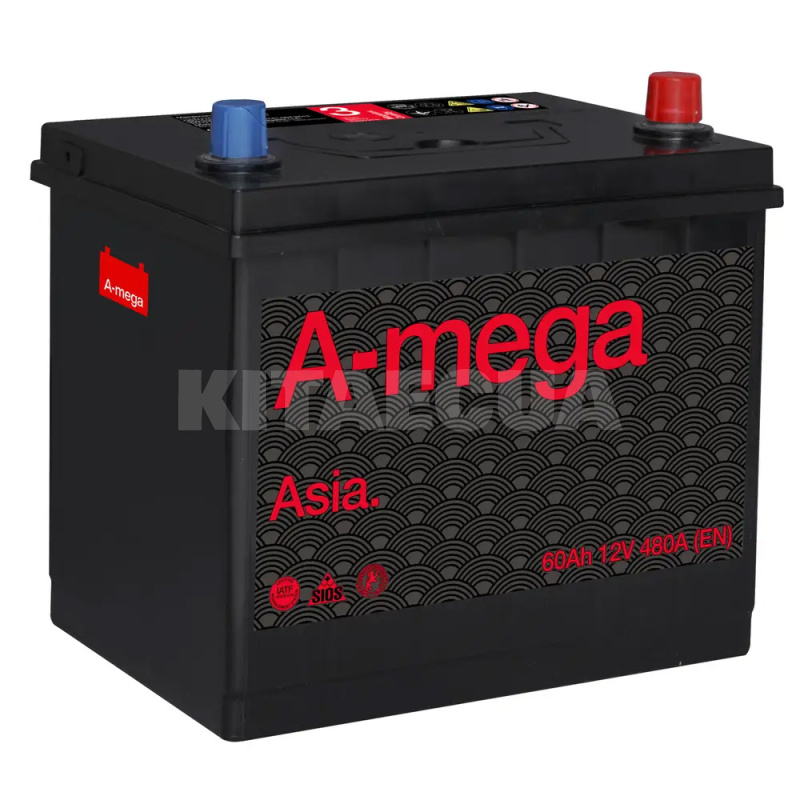 Аккумулятор автомобильный 60Ач 480А "+" справа A-Mega (6СТ-60-А3-ASIA-(0))