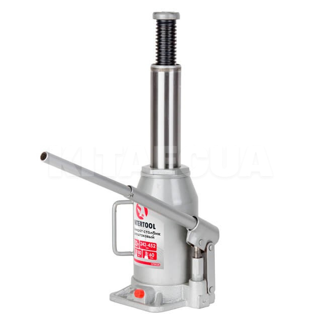 Домкрат гидравлический бутылочный до 20т -242-452 мм Intertool (GT0028) - 2
