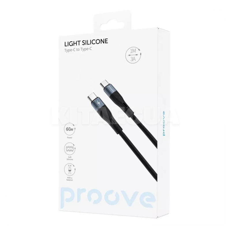 Кабель Type-C Type-C 60W 1м Light Silicone черный PROOVE (491970001) - 3