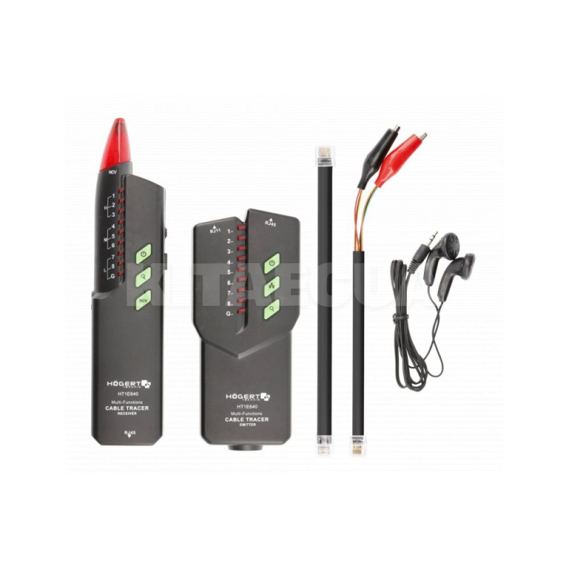Тестер інтернет-кабелів RJ45 та телефонних кабелів RJ11 HOGERT (HT1E640) - 3