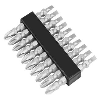 Биты двухсторонние S2 РН2+SL5.5x65 мм, 10шт TOLSEN