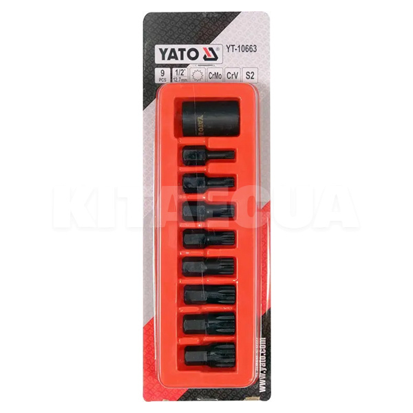 Набор бит ударных 1/2" SPLINE M6-М18 9 предметов YATO (YT-10663) - 2
