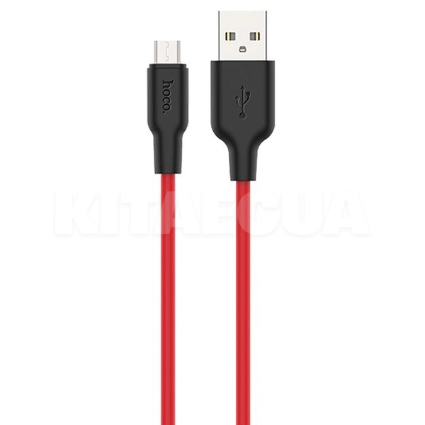 Кабель USB microUSB 2.4А X21 Plus Silicone 2м чорно/червоний HOCO (278940073)
