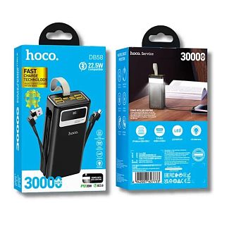 Портативний зарядний пристрій із сонячною панеллю DB58 30000 mAh 22.5W чорний HOCO