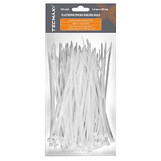 Стяжки белые пластиковые 3.6 х 300 мм 100 шт. TECMAXX