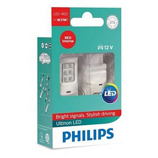 LED лампа для авто Ultinon W3x16d 0.6W 2000К red (комплект) PHILIPS