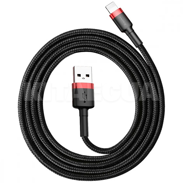 Кабель USB Lightning 2A Cafule 3м чорно-червоний BASEUS (CALKLF-RG1) - 2