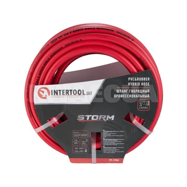 Шланг воздушный 15м 6х11мм 20 бар армированный гибридный STORM Intertool (PT-1765)