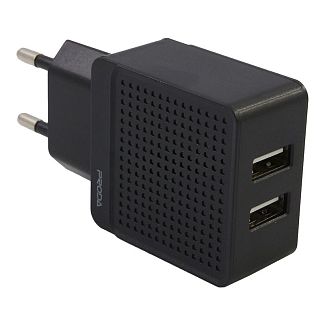 Зарядний пристрій 2 USB 3A 18W Saiya Air А25C + кабель USB - Lightning чорний Proda