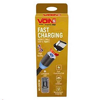 Кабель магнитный USB - Type-C 2.4А 1м красный VOIN
