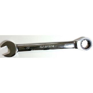 Ключ рожково-накидной 22 мм угол 15° с трещоткой STARLINE
