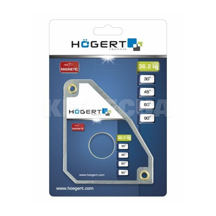 Кутник магнітний для зварювальних робіт 198х123х25мм HOGERT (HT3B660) - 2