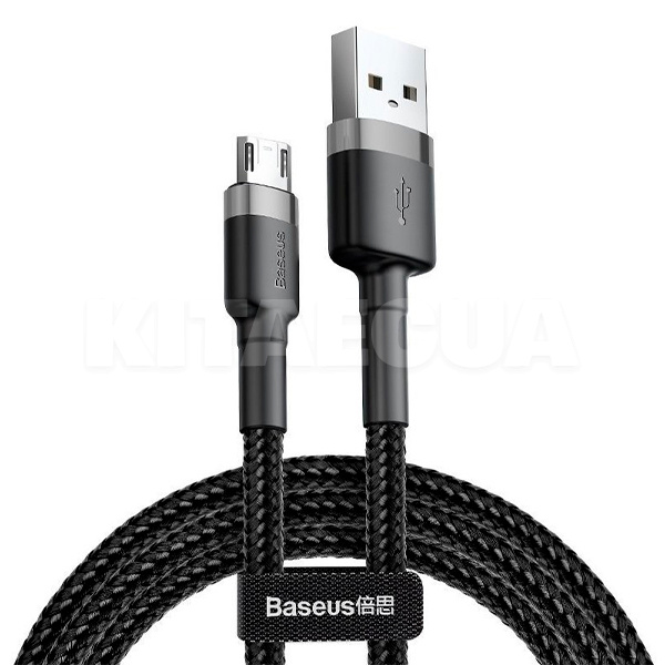 Кабель USB - microUSB Cafule 2.4А 1м серый/черный BASEUS (CAMKLF-BG1)