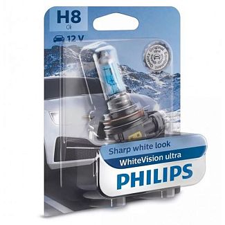 Галогенная лампа H8 35W 12V WhiteVision Ultra +60% PHILIPS