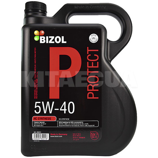 Масло моторное синтетическое 5л 5W-40 Protect BIZOL (85211)