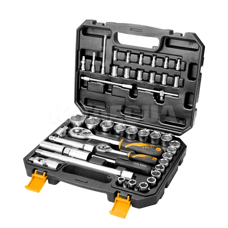 Набор торцевых 6-гранных головок (1/2"/1/4") 45 предметов "профи" TOLSEN (15142)