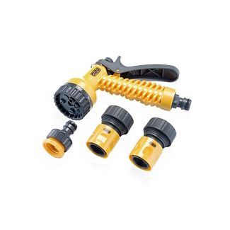 Набір для шлангу (пістолет-розпилювач 7 режимів, конектор 1/2", аквастоп 1/2", адаптер 1/2"+3/4") СИЛА