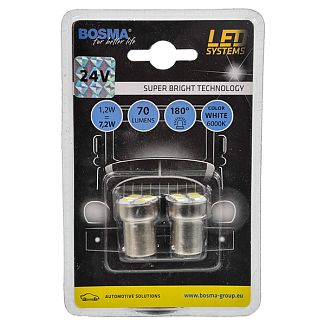 LED лампа для авто LED SYSTEMS BA15S 1.2W 6000K (комплект) BOSMA