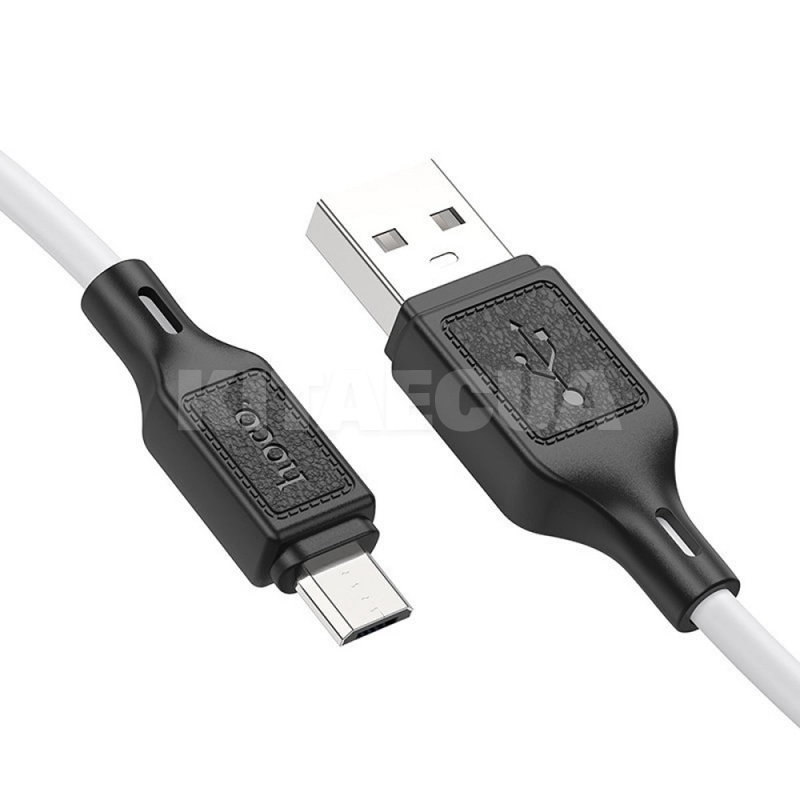Кабель USB microUSB 2.4A X90 1м білий HOCO (6931474788436)