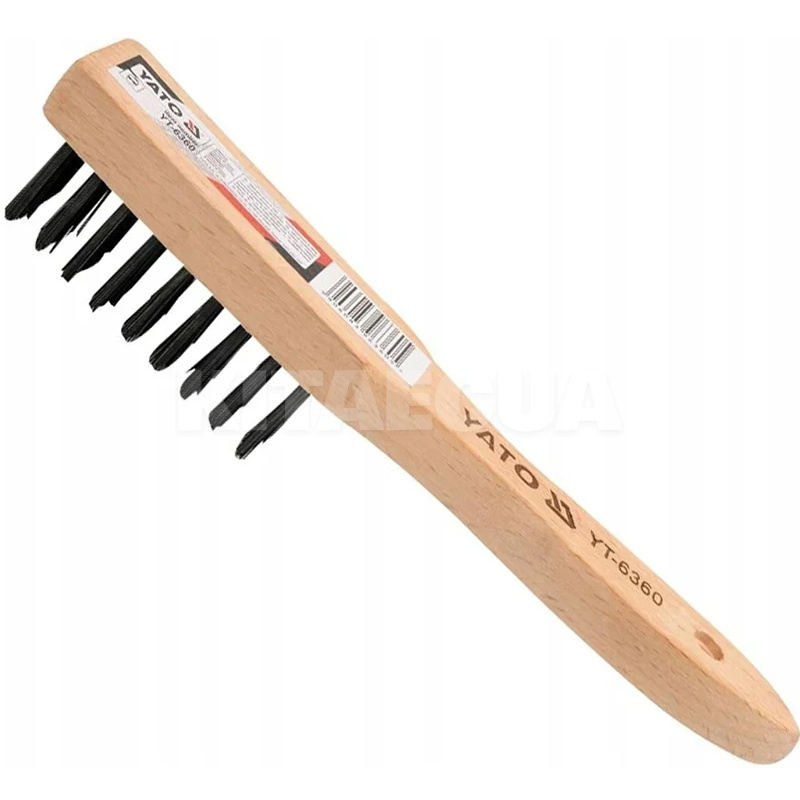 Щітка з металу 6-рядна сталева з деревяною ручкою YATO (YT-6360)