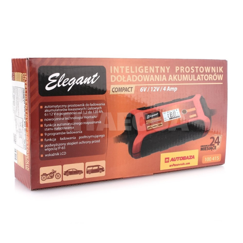 зарядний пристрій для акумулятора 6В/12В 4А ELEGANT (104268) - 4