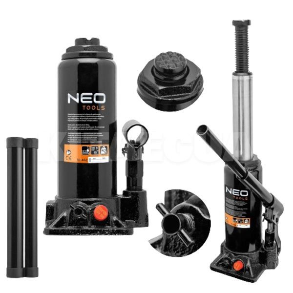 Домкрат гідравлічний пляшковий до 5т (215мм-413мм) NEO Tools (10-452)