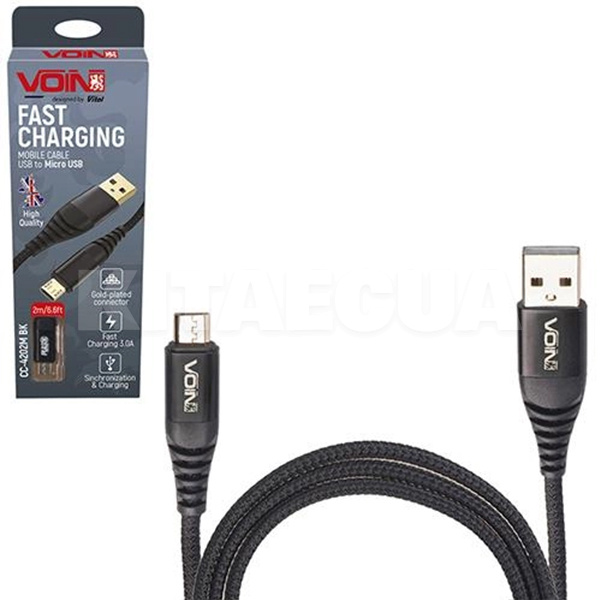 Кабель USB - microUSB 3А CC-4201M 1м черный VOIN (CC-4201M BK)