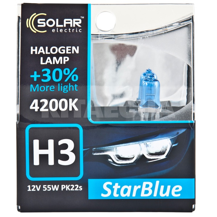 Галогенные лампы H3 55W 12V StarBlue +30% комплект Solar (1243S2)