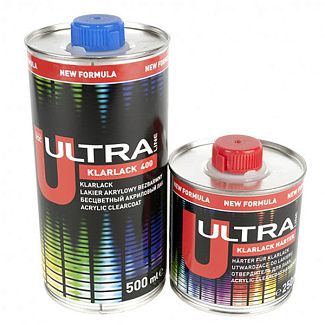Лак HS глянцевый 0.5л двухкомпонентный бесцветный Ultra Line 400 + отвердитель 0.25л NOVOL