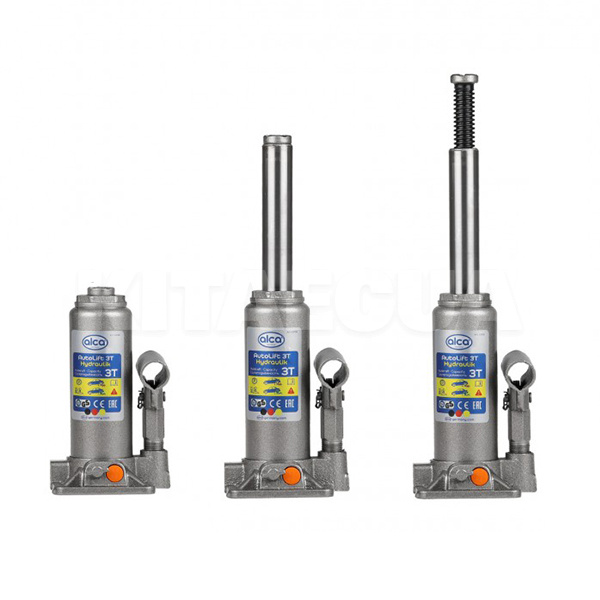 Домкрат гідравлічний пляшковий до 3т (195мм-380мм) телескопічний 431 100 AL ALCA (104842) - 3