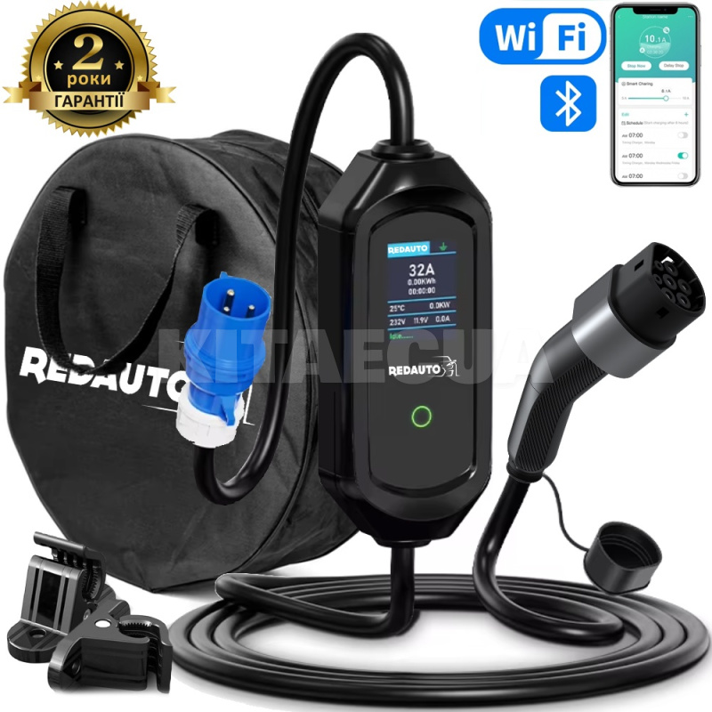 Зарядка для электромобиля Type 2 7.4 кВт 32А 1-фаза Lite Pro Wi-Fi REDAUTO на HYUNDAI Kona Electric (RD-7T2-LP)