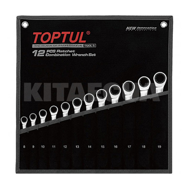 Набор ключей комбинированных трещеточных 12 предметов 8-19 мм TOPTUL (GPAQ1202)