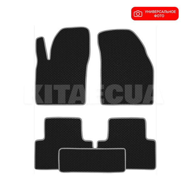 Комплект ковриков в салон Citroen C4 хэтчбек черные с серым кантом и мет. подпятником BELTEX (09-13-EVA-BLK-T1-GR)