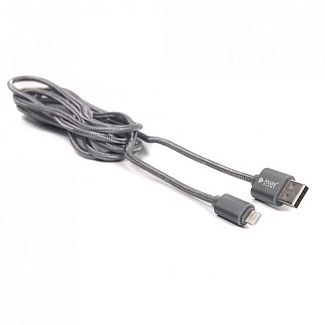 Кабель USB Lightning 2м сірий PowerPlant