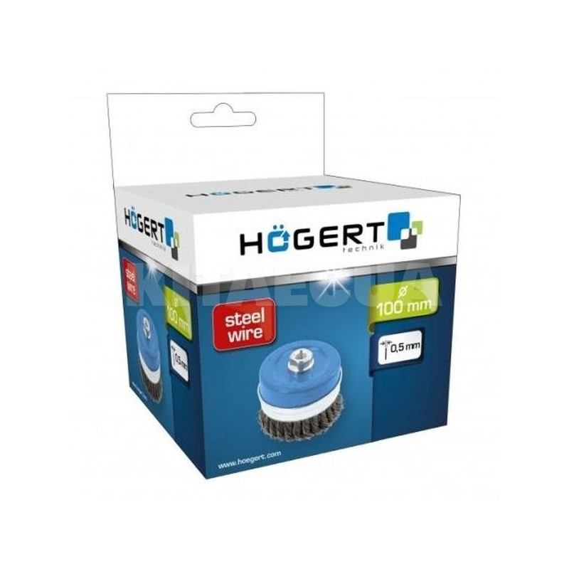Щетка чашечная усиленная с резьбой 100 мм HOGERT (HT7D738) - 2