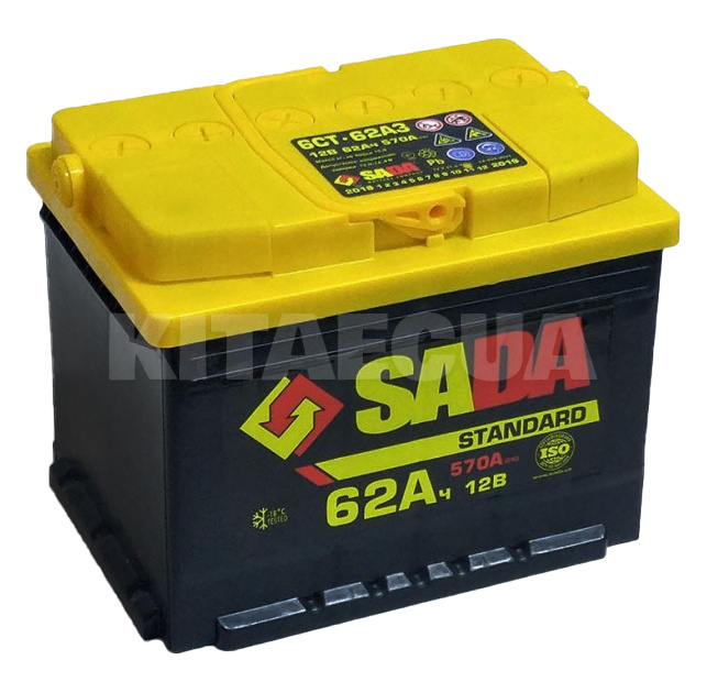 Аккумулятор 62Ач Euro (T1) 242x175x190 с обратной полярностью обслуживаемый SADA (6СТ-62Аз STD)