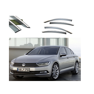 Дефлекторы окон (ветровики) из нержавеющей стали 3D на Volkswagen Passat B8 (2015-2016) 4 шт. FLY