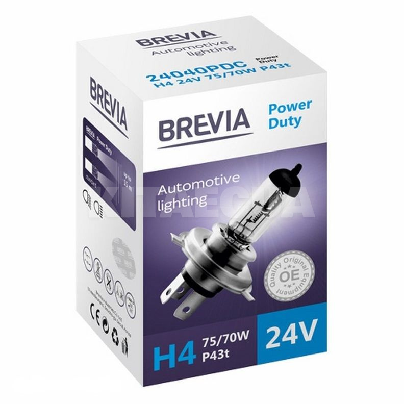 Галогенная лампа H4 75/70W 24V Power Duty CP BREVIA (24040PDC)